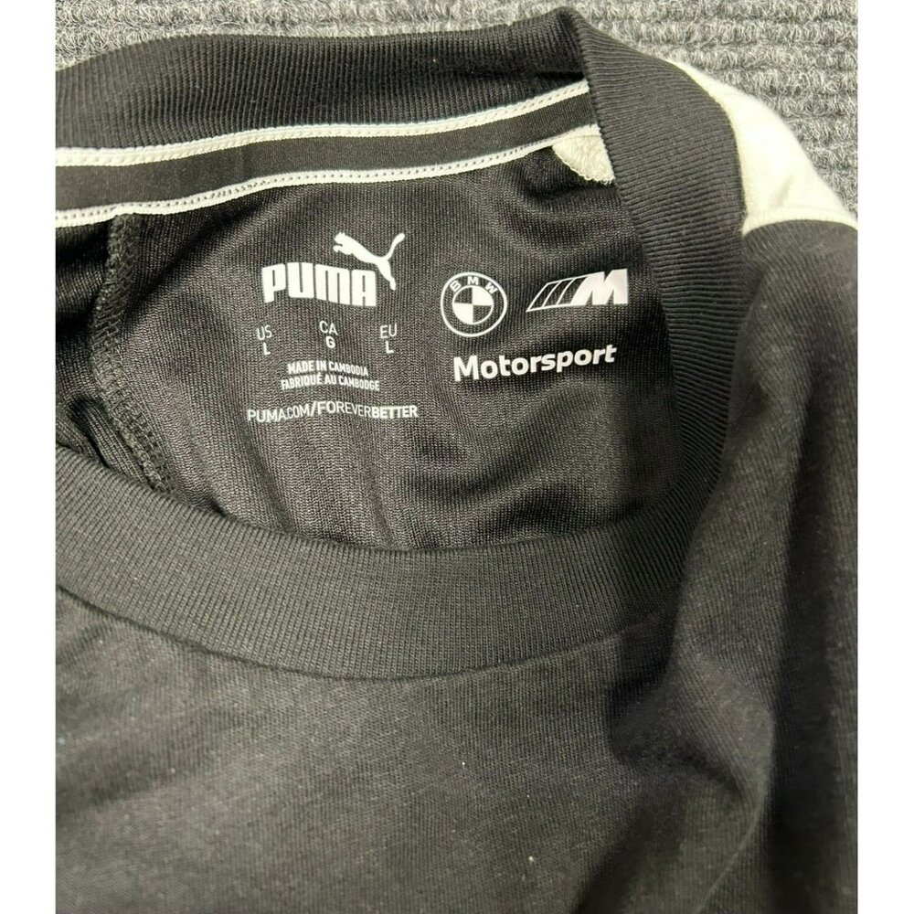 Puma BMW M Motorsport Mens T-Shirt Black/Gray Crew Neck Size L Cotton Blend - Picture 4 of 8